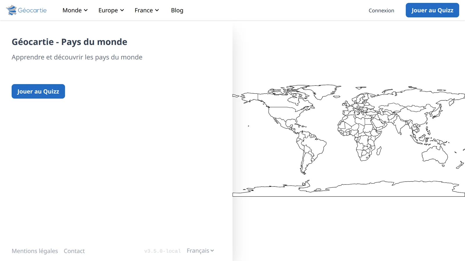 The map of world countries on Géocartie, ready to play.